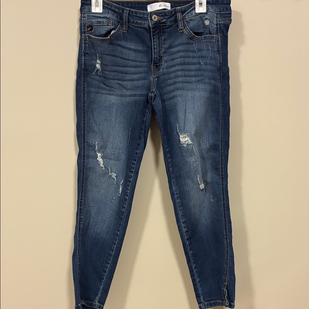 KanCan Dark Blue Distressed Ankle Jeans